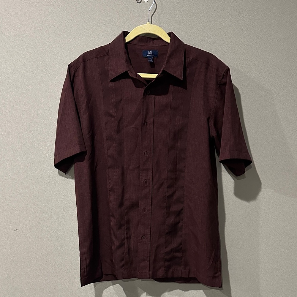 George Men's Casual Button Down Shirt - Dark Burgundy